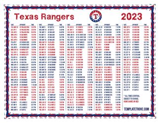 texas rangers schedule august 2023